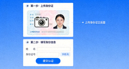 开云平台实名认证页面，展示身份证上传与信息填写步骤