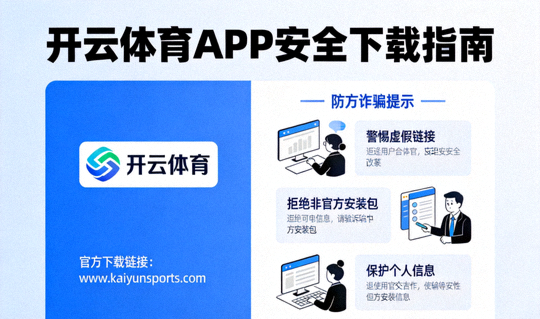 开云体育APP安全下载提示图，展示官方渠道标识与防诈骗提醒